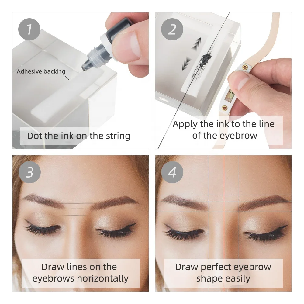 Permanent Makeup Bow and Arrow Line Ruler Black Measuring Brow String Pre Inked Tattoo PMU for Eyebrow Mapping tattoo supplies