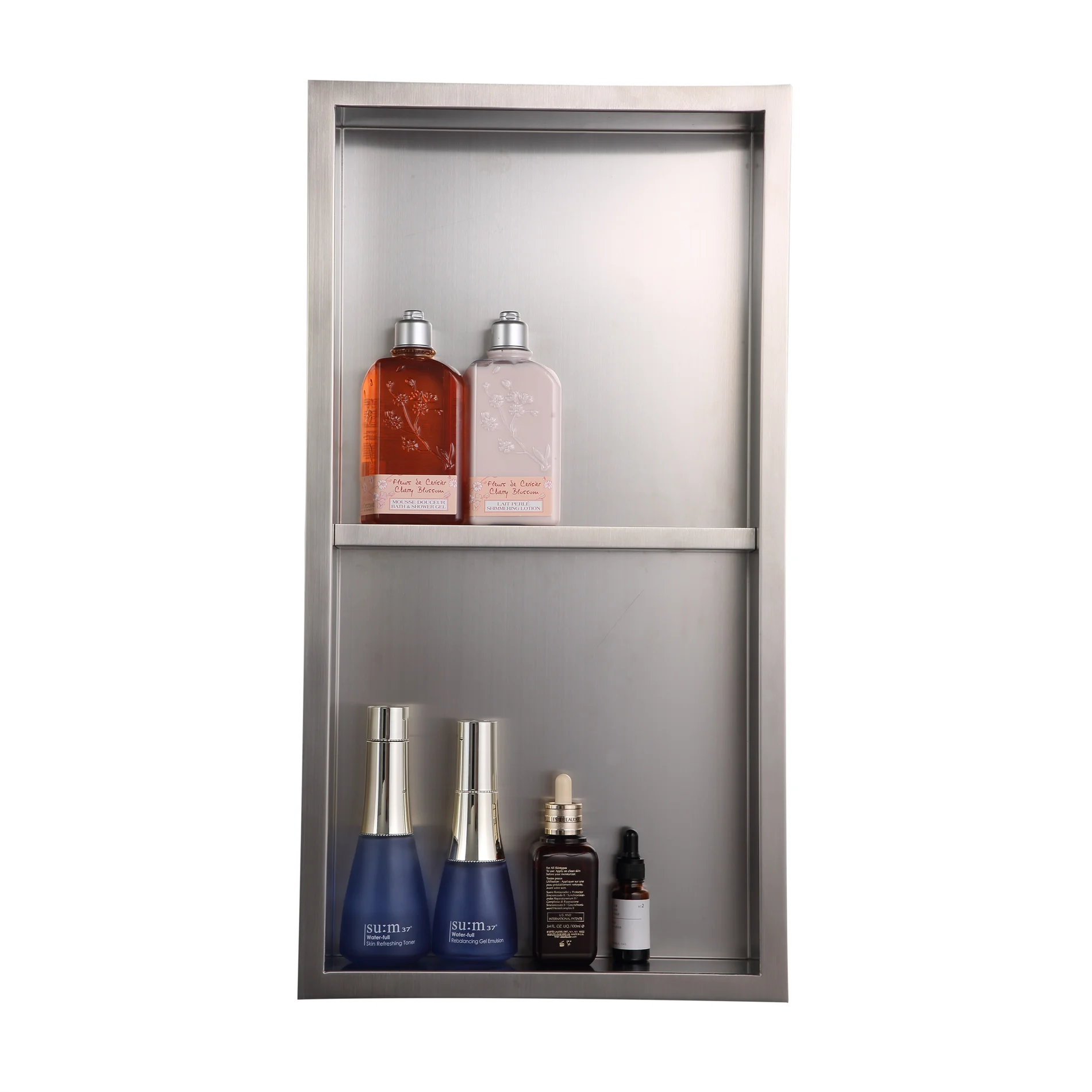 steel black matt recessed metal bathroom shower wall niche with shelf