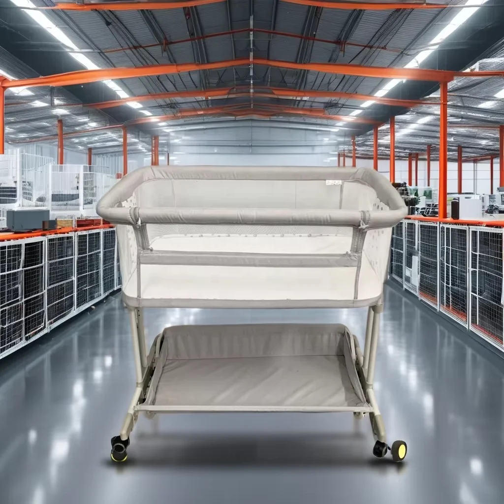Portable Folding Baby Cot CNC Machined Newborns Cradle Bed Practical and Convenient crib for Infants