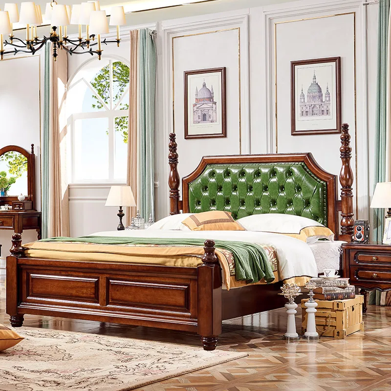 Bedroom Furniture Delicate Modern Style Master Bedroom Double Bed Solid Wood Height Box Bed