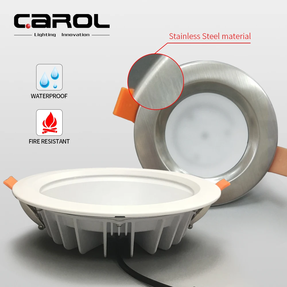 0-10v dimmable recessed fixed stainless steel cover led fire rated water proof downlight ip 65