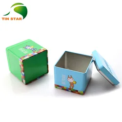 Portable Food Grade Square Empty Metal Tea Can Tin Box With Lid