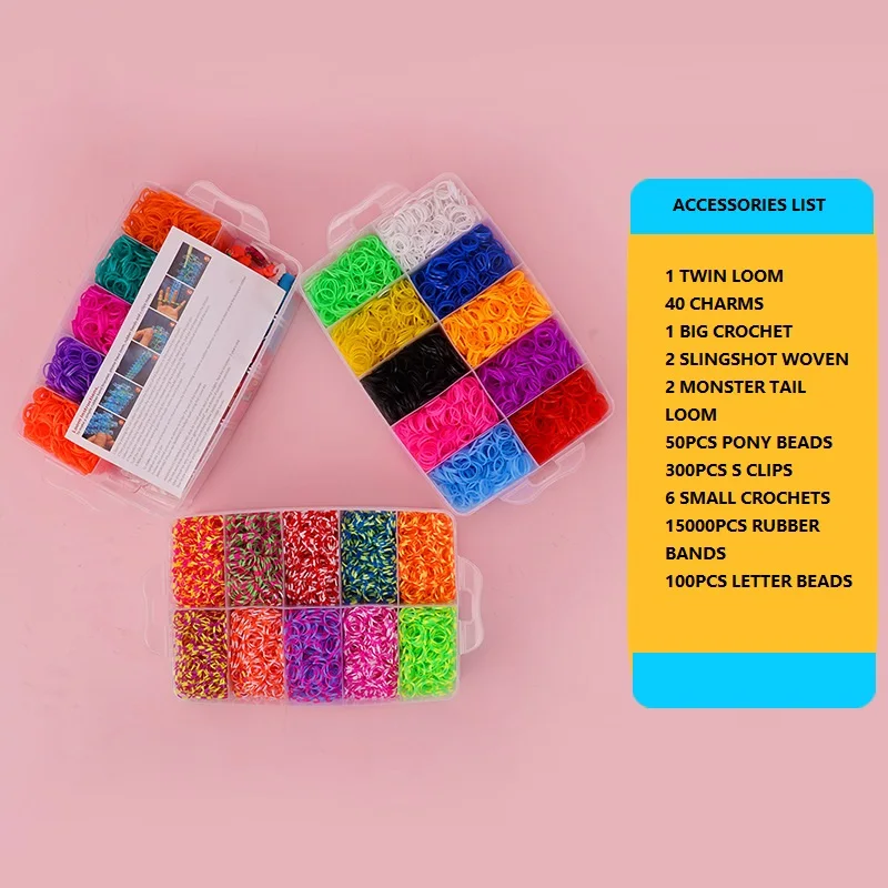 15000+ Loom Rubber Bands Kit in 25 Colors DIY Friendship Bracelet Making Kit for Kids Gifts Girls Loom Bands Starter Set