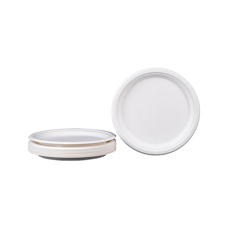 BIOSANO Custom Sugar Cane Fibers 10 Inches 3 Compartment Parties Wedding Special Events  Bagasse Food Container Round Trays