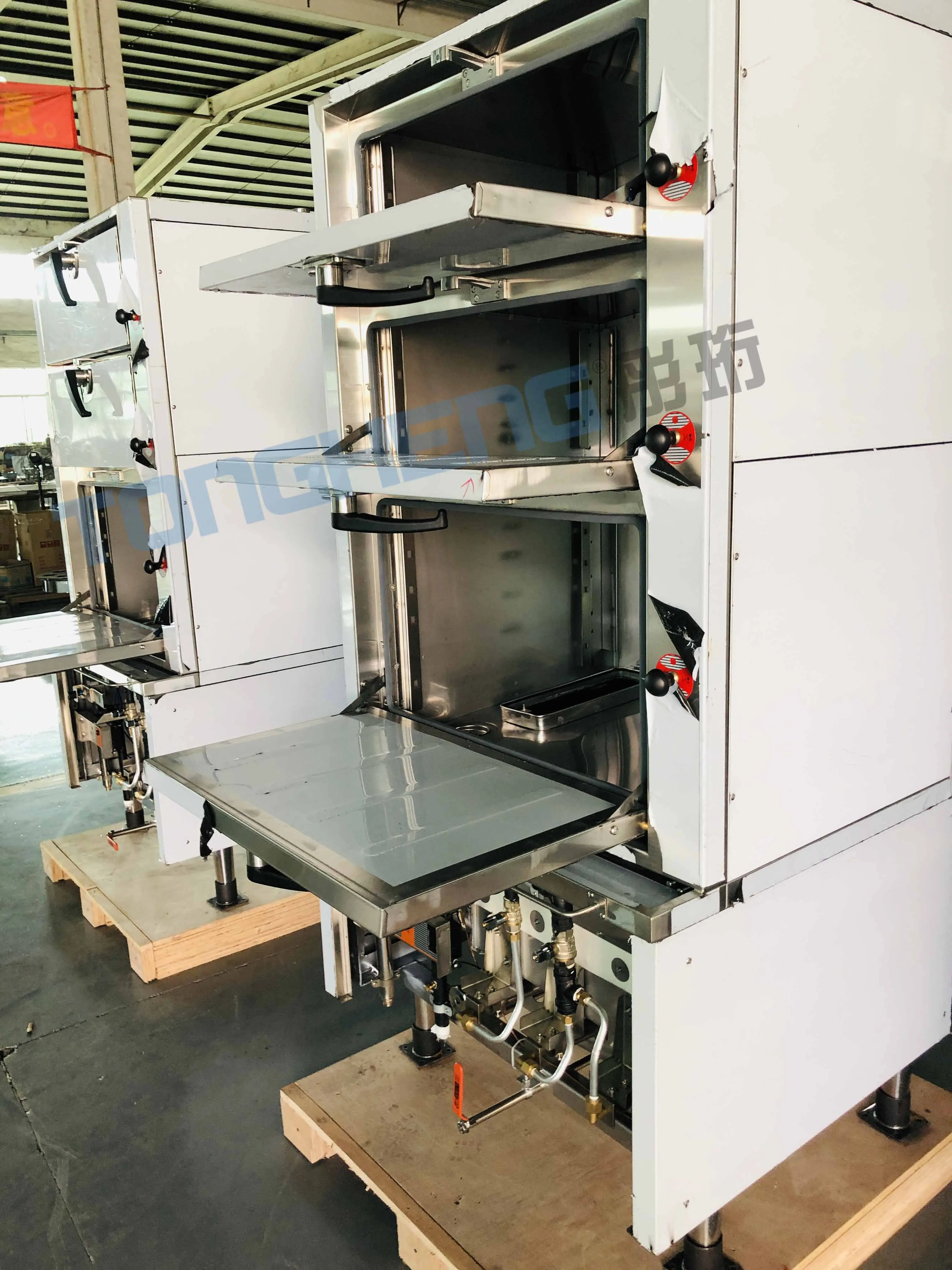 Restaurant Commercial 3 Tiers Gas Crab Dimsum Steamed Ark Rice Seafood Steamer Cabinet