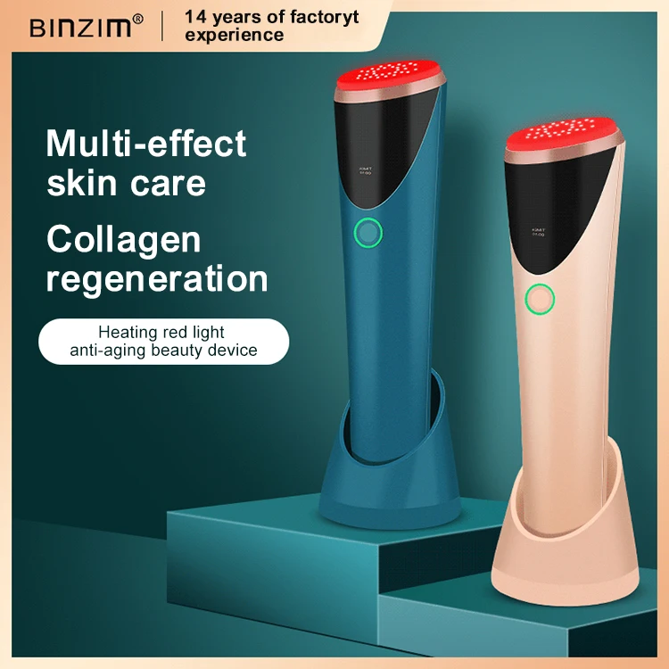 Home Use Skin Firming Beauty Machine Heating Led Facial Eye Massager Red Lights Vibration Face Lifting  Wrinkle Removal Machine