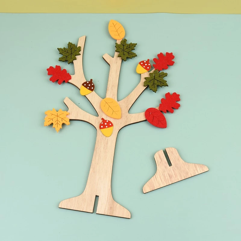 Cheap Harvest Tree Thanksgiving Crafts Mini DIY Office Home Wood Decorations Crafts