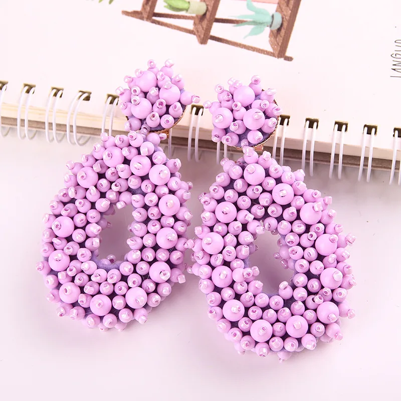 Hand-woven rice beads trending jewelry products 2023 new arrivals drop chandelier earring