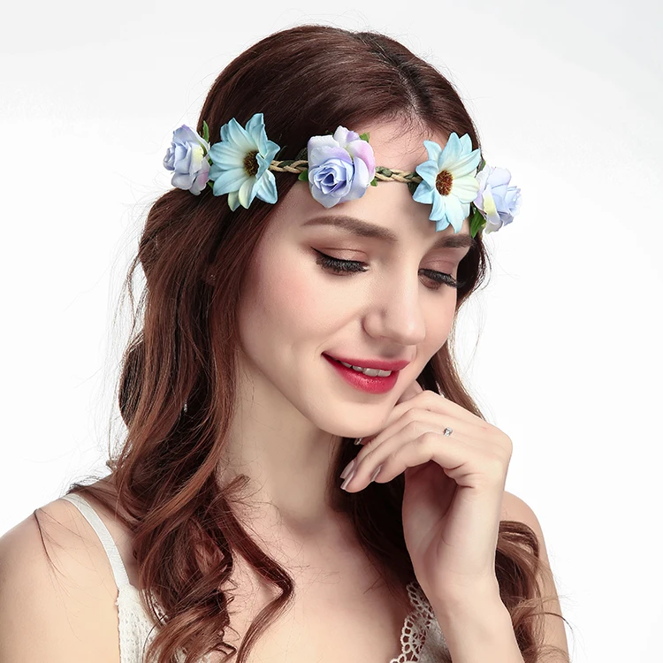 Creative Floral Headband Flower Crowns Hair Accessories Brid Princess Wreath Headwear Women Girls Flower Garland For Wedding