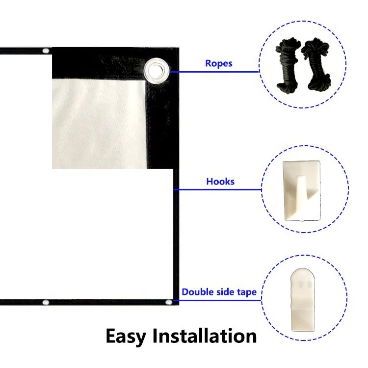 Wall Movie 4K Fixed Phone Screen Curtain Mini Projector and Screen Set for Video LED Projector