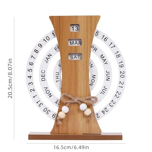 Wooden Disc Calendar Wooden Disc Perpetual Desk Calendar Manual Rotating Wooden Block Calendar