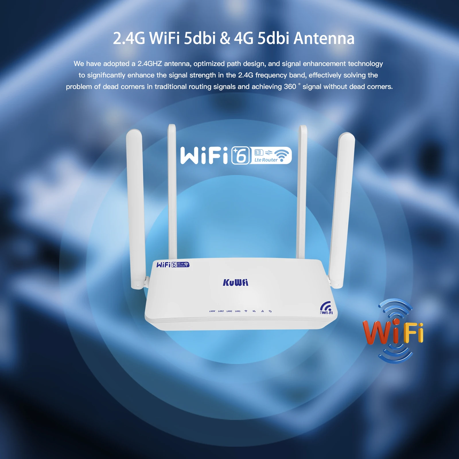 WiFi6 KuWFi 2.4G 4*100Mbps LAN WAN port router wireless 4g lock band home 4g lte wifi router with sim card slot