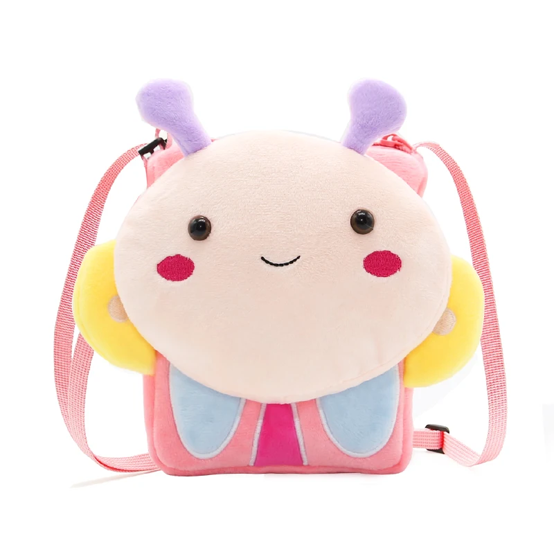 Practical Lightweight Children Cartoon Unicorn Purse With Embroidery Smile Face Adjustable Strap Children Cartoon Purse bag