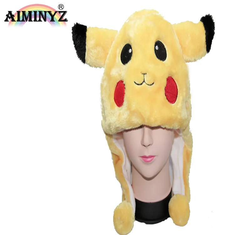 AIMINYZ 2020 New Customizable Animal Cartoon Anime Iong Cap Scarf Protector Pikachu Hat Iong Adult Child Cosplay Performance Uni