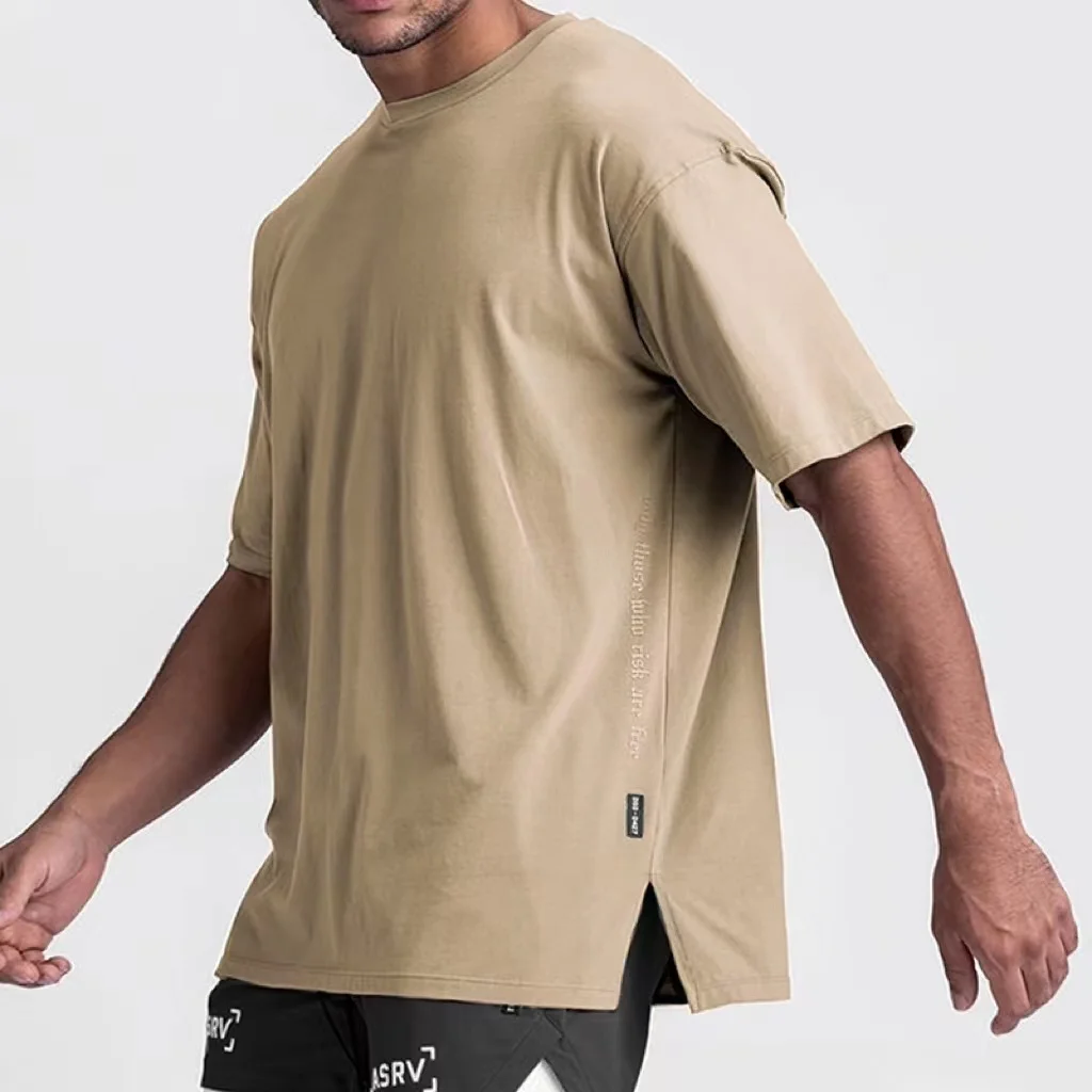 High Neck Solid T-Shirts Men Oversized Short Sleeve Tee Streetwear Blank Cotton T Shirts