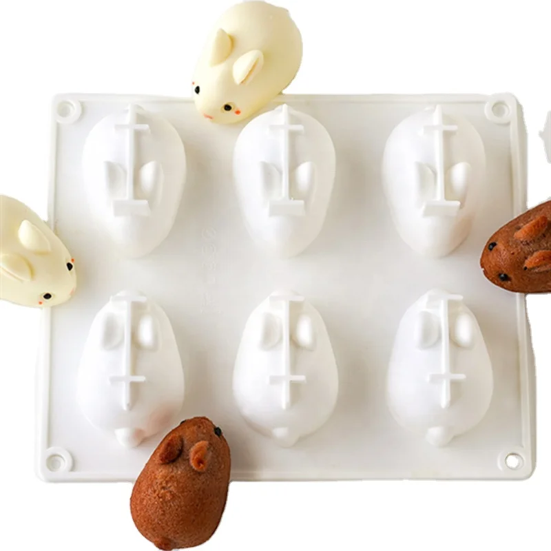 Food Grade Silicone Ice Cream Mold 6 Cavity Rabbit Chocolate Ice Lattice baking silicone molds