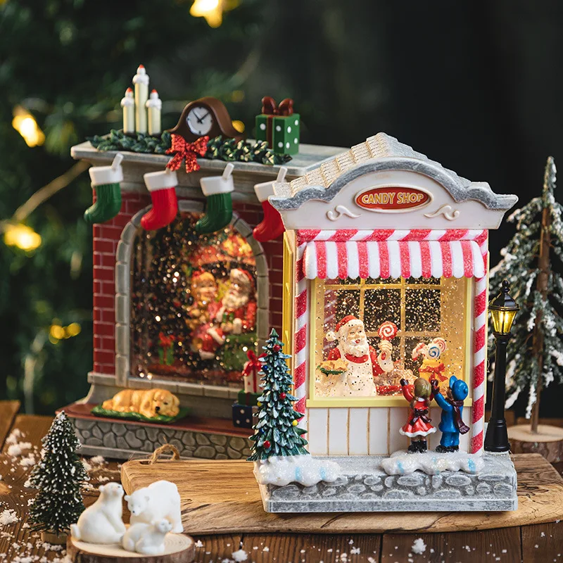 2024 Christmas Snow Globes LED Lantern with Music Box and Rotatable Christmas Tree Interior for Christmas Decoration and Gift