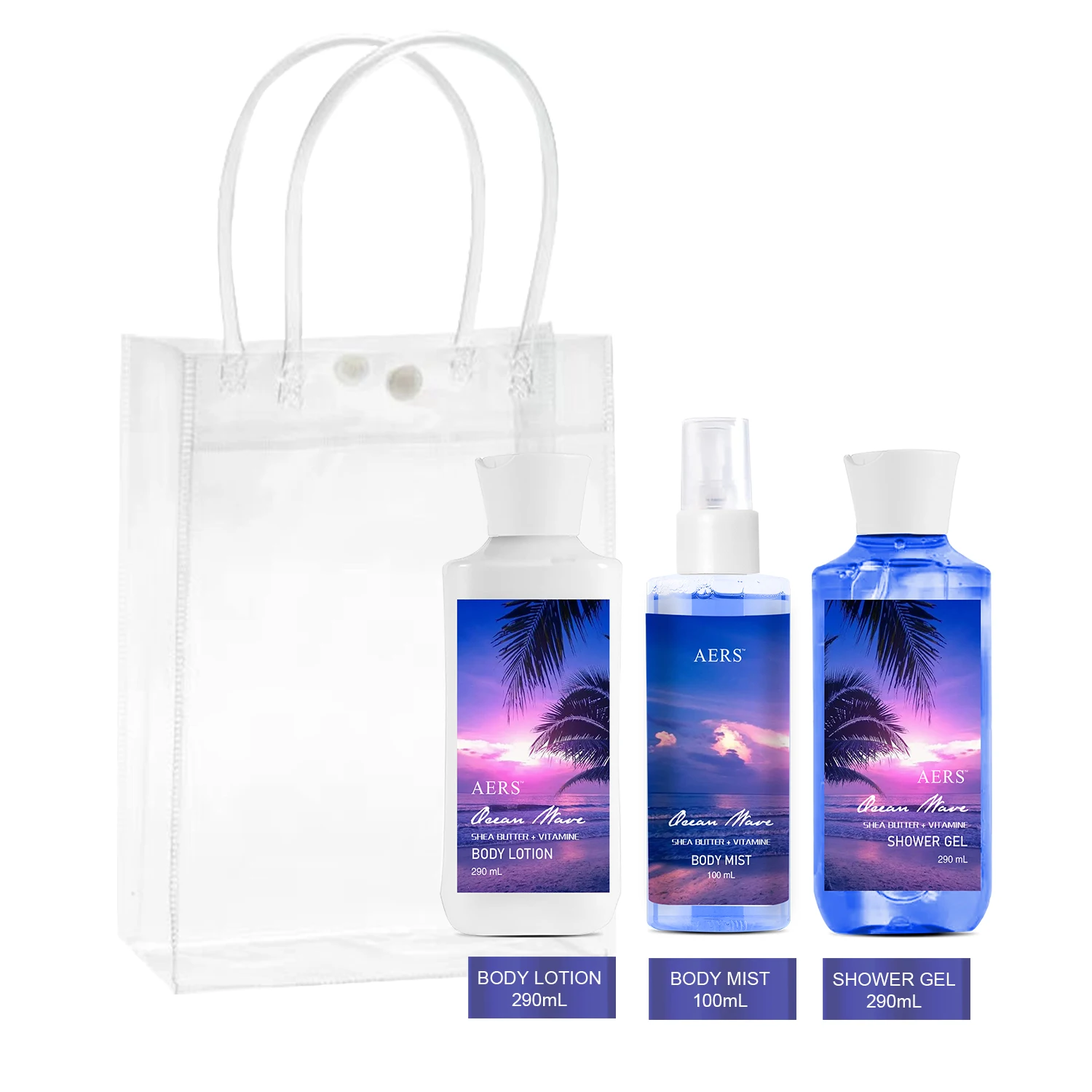 AERS 3pcs Bath Sets 200ml Body Mist with 290ml Shower Gel with 290ml Works for Lady BAG Packing Spray Floral Female BODY MIST AN