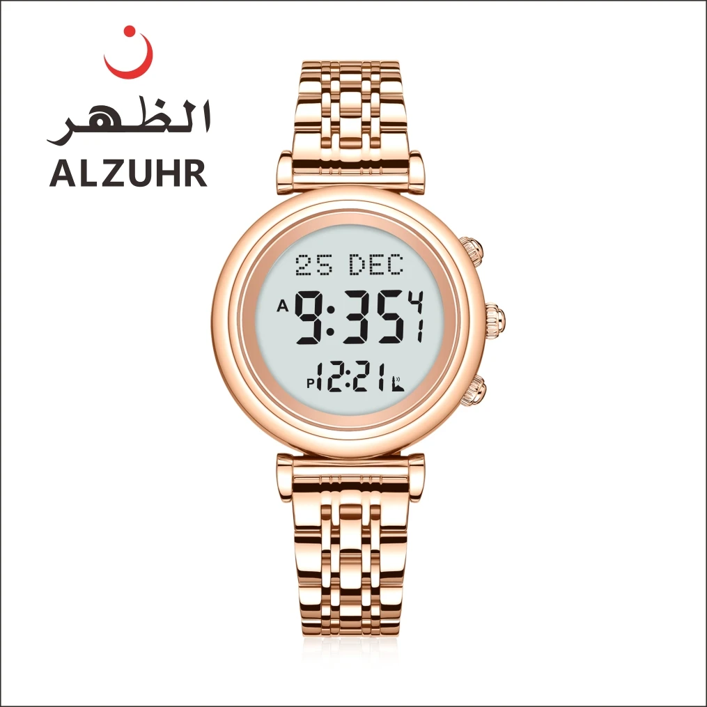 Gentle and elegant alfajr digital azan watch for ladies original price stainless steel man auto-compass ALZUHR506