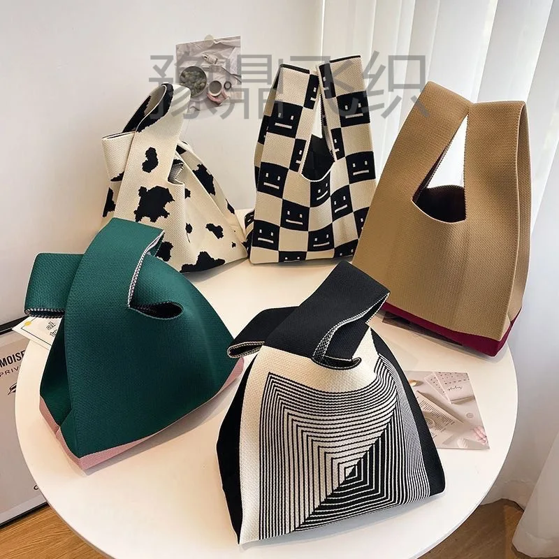 Woven Casual Shopping Tote Bags Flower Knitted Shoulder Bags Knitted Tote Bags