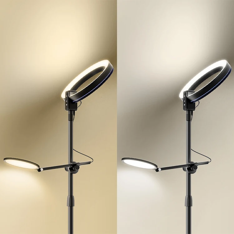 UPERGO Multi-function Lamp and Ring Light Freely Assembleable Double Light Head Nordic Lamp LED Floor Reading or Task Light