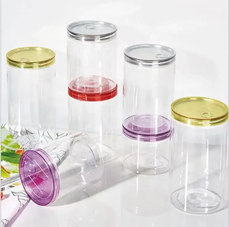 MAYSURE Custom Logo Jar Food Can Easy Open Tin Can 10OZ 12OZ 16OZ Pull Ring With Plastic Cover Lid For Dried Fruit / Peanuts