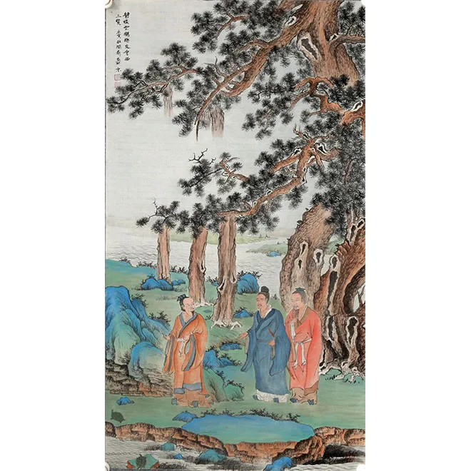 New Chinese style living room background decoration painting study Teahouse Landscape Zen fresco Entryway landscape painting