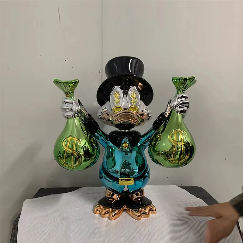 Popular Home Art Sculpture Gold Chrome Plated Donald Duck Resin Statue Pop Art Sculpture Duck Sculptures Indoor