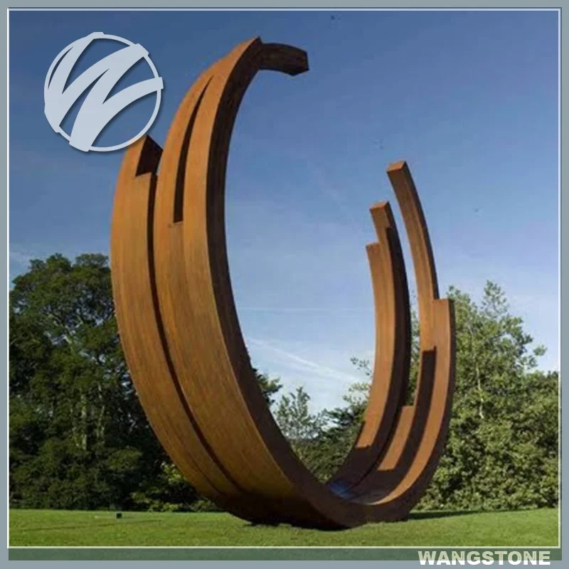 Large Semicircle Corten Steel Abstract Garden Sculpture