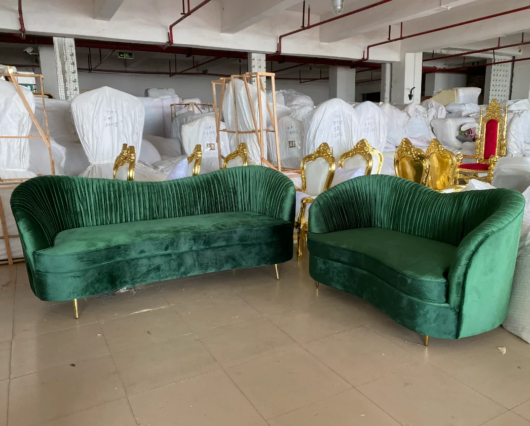 Green velvet event lounge sofa