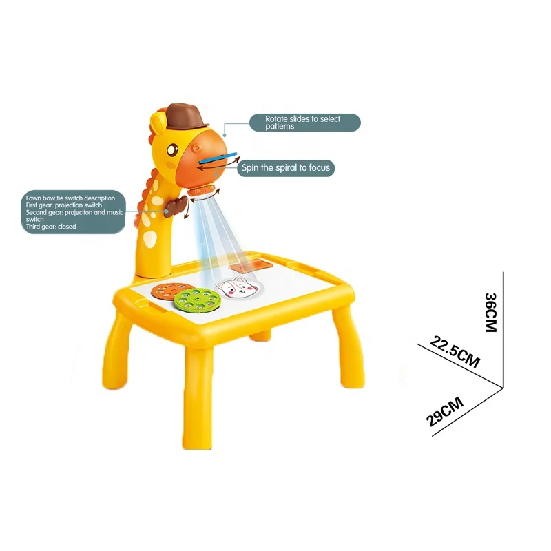 Children Educational Painting Toys Projector Study Desk Toy Color Graffiti Projection Drawing Table Game