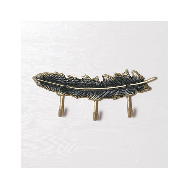 Medieval Style Cast Iron Feather Hook - For Clothes, Keys, Backdoor Decor