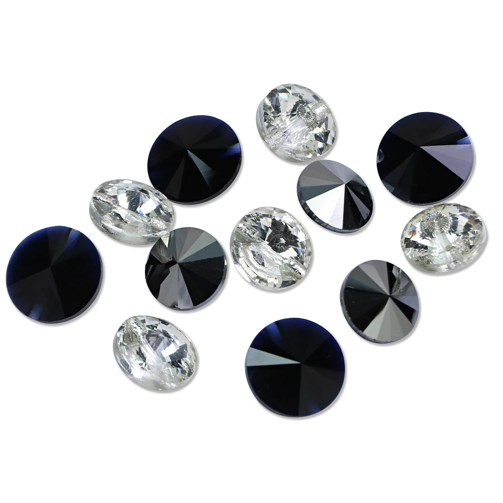 Crystal glass fancy buttons with 2 holes for garment accessories
