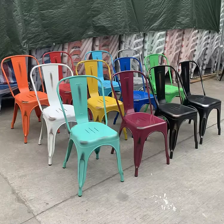 China factory made top quality stacking industrial antique vintage metal chairs for wholesale