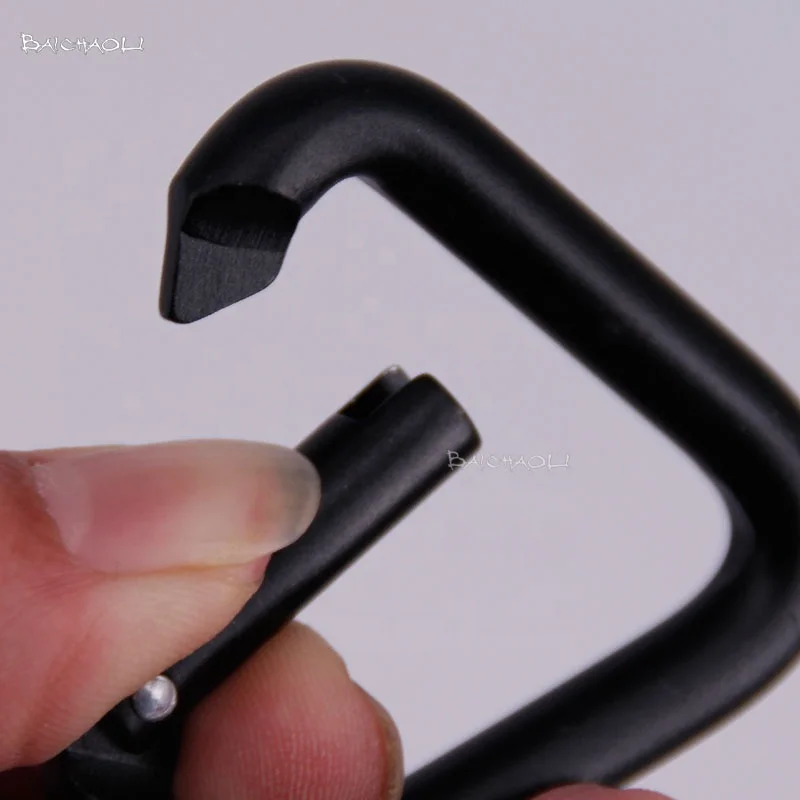 Aluminum alloy black triangle spring carabiner hooks