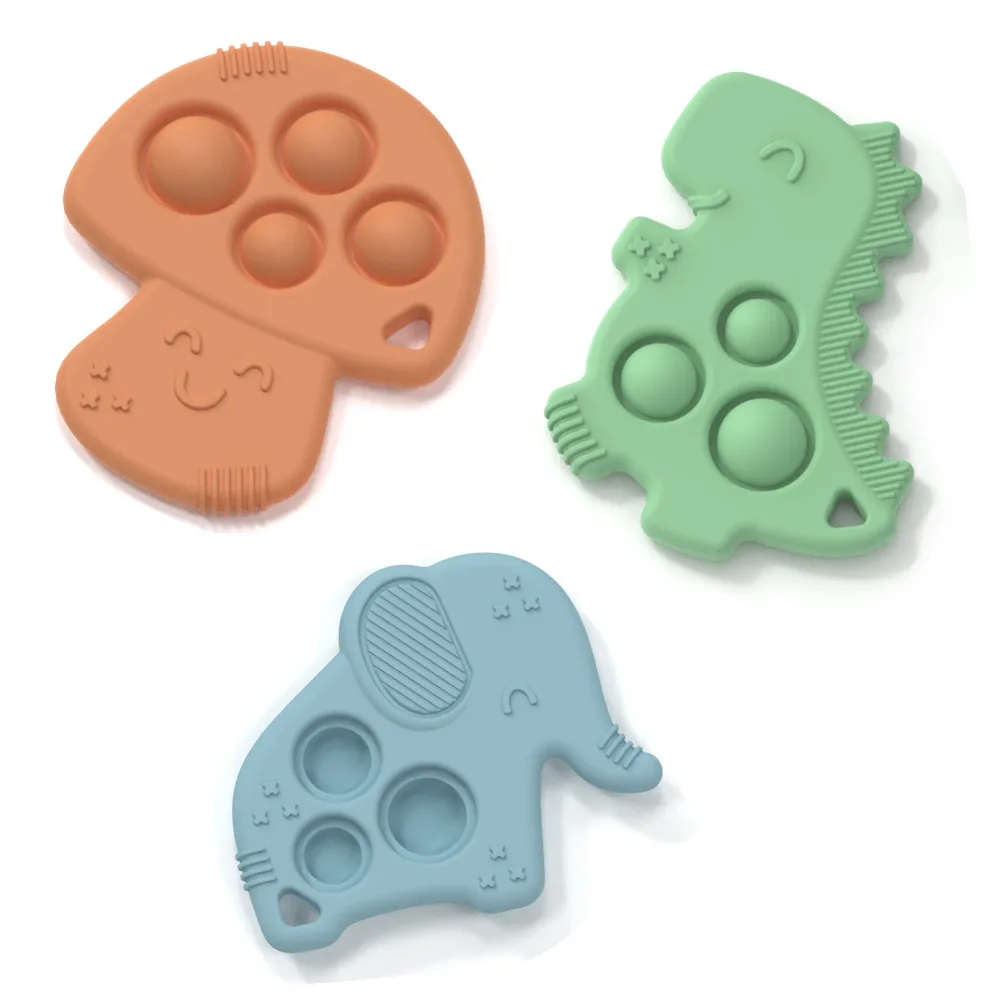 Wholesale Custom BPA Free Soft Silicone Baby Dinosaur Chew Teethers for Baby Teething Bestie and Baby Sensory Toy