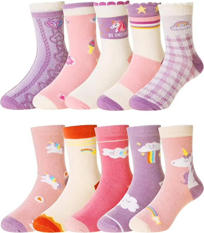 Kids Girls Boys Classics Athletic Cotton Soft Breathable School Uniform Seamless Crew Socks