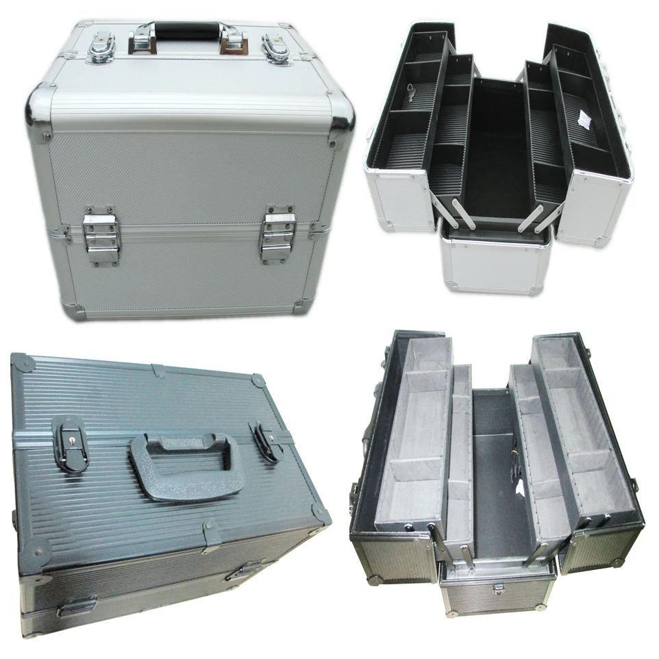 Portable Aluminum Tool Storage Case Carrying Suitcase With Tools  Plate and compartments
