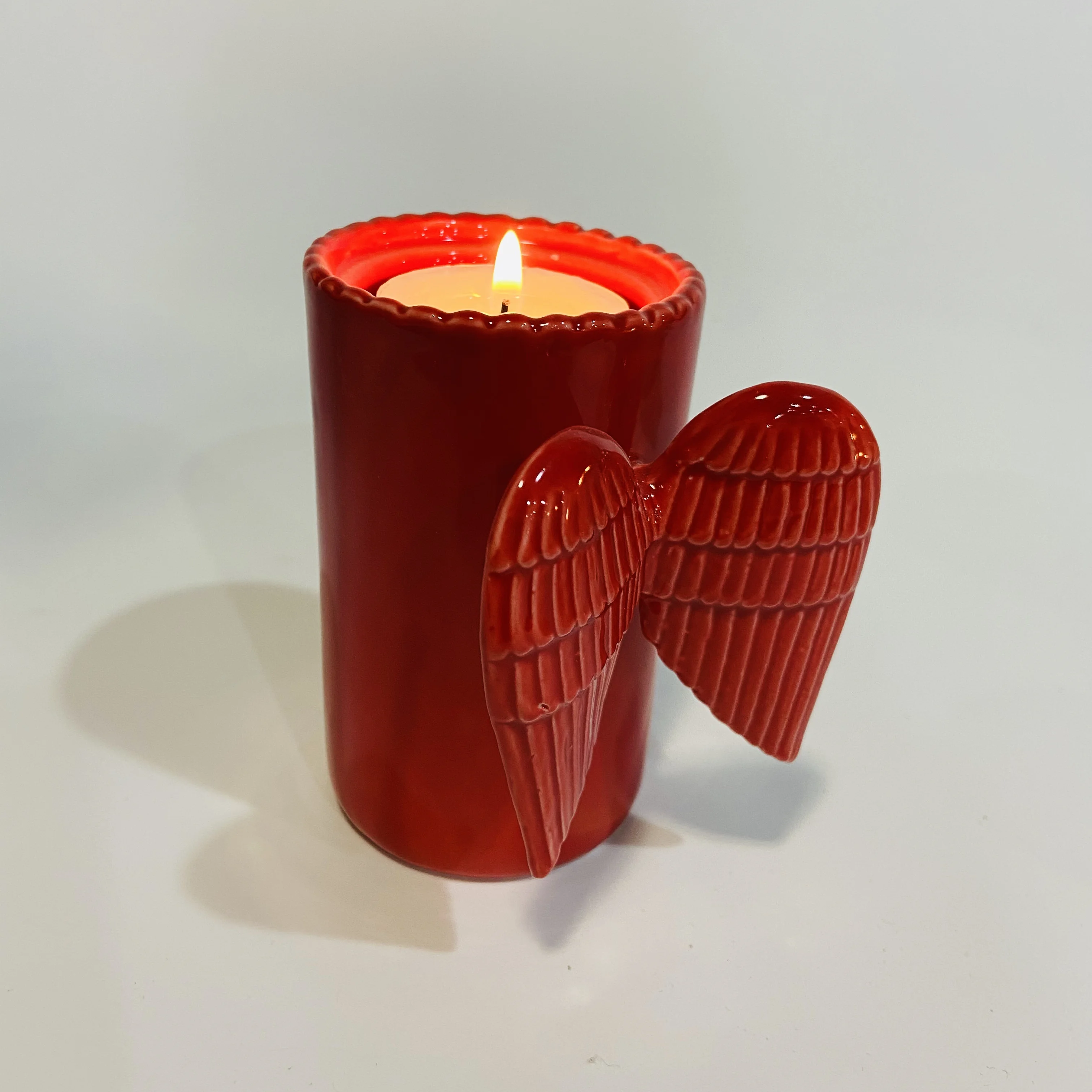 
Best selling angel wings decor ceramic candle cup holder 