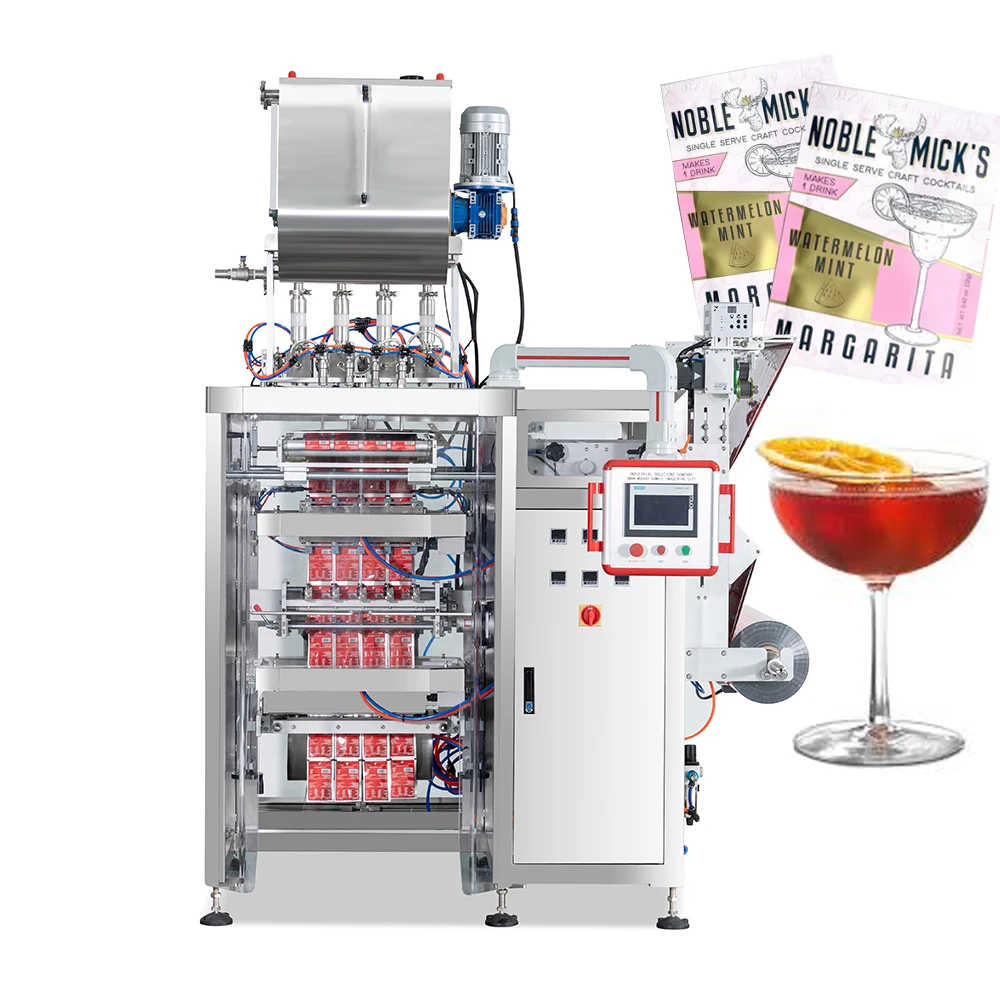 Automatic vertical liquid sachet packing filling machine multi lane single serve craft cocktails packing machine