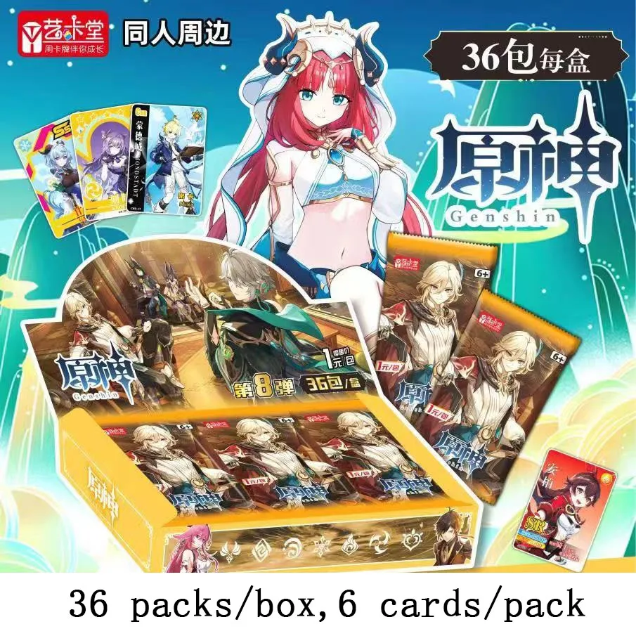 Genshin Impact карты аниме TCG Коллекционная упаковка для игр бустер коробка редкий SSR окружающий стол игрушки семьи детей