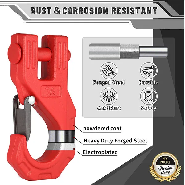 Off-road  Truck Auto Accessory 45# Carbon Steel Cross Pin 40Cr Alloy Steel 20T Winch Hook with Isolator