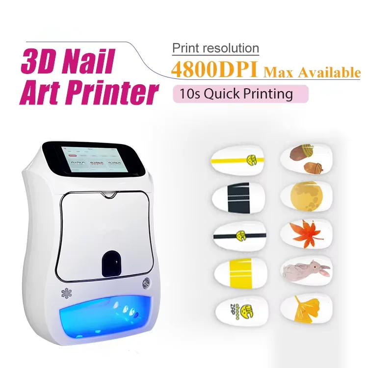 Direct factory price 10s Fast Printing Auto WIFI USB DIY 3D Digital Nail Art Printer Mobile Nails Print Dryer Fingernail Machine