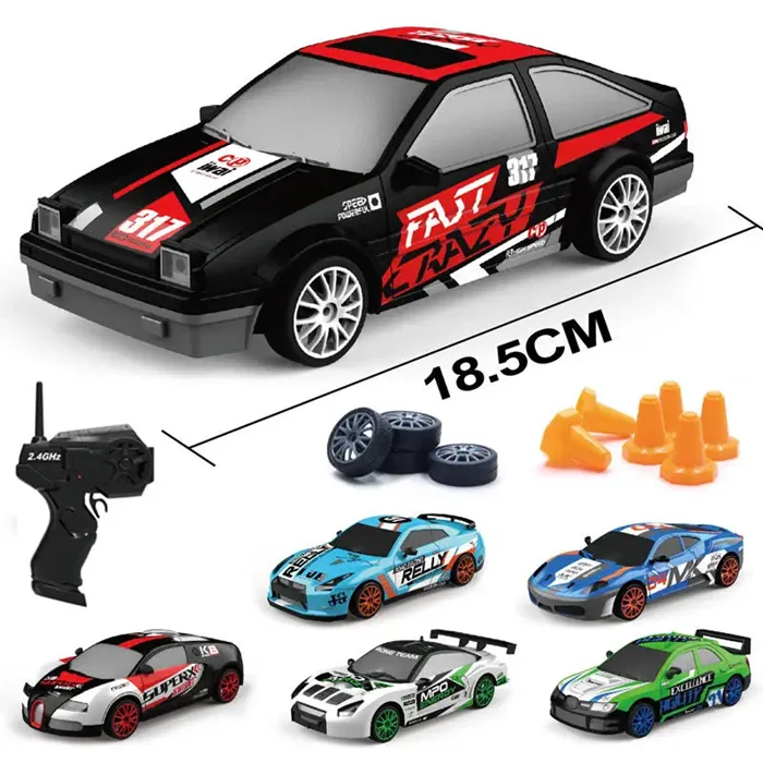 Carros A Control Remoto 1/24 2.4Ghz 4Ch Mini Race 4Wd Drift Rc Car Kids Remote Control Toy Vehicle With Tpr Wheel Led Light