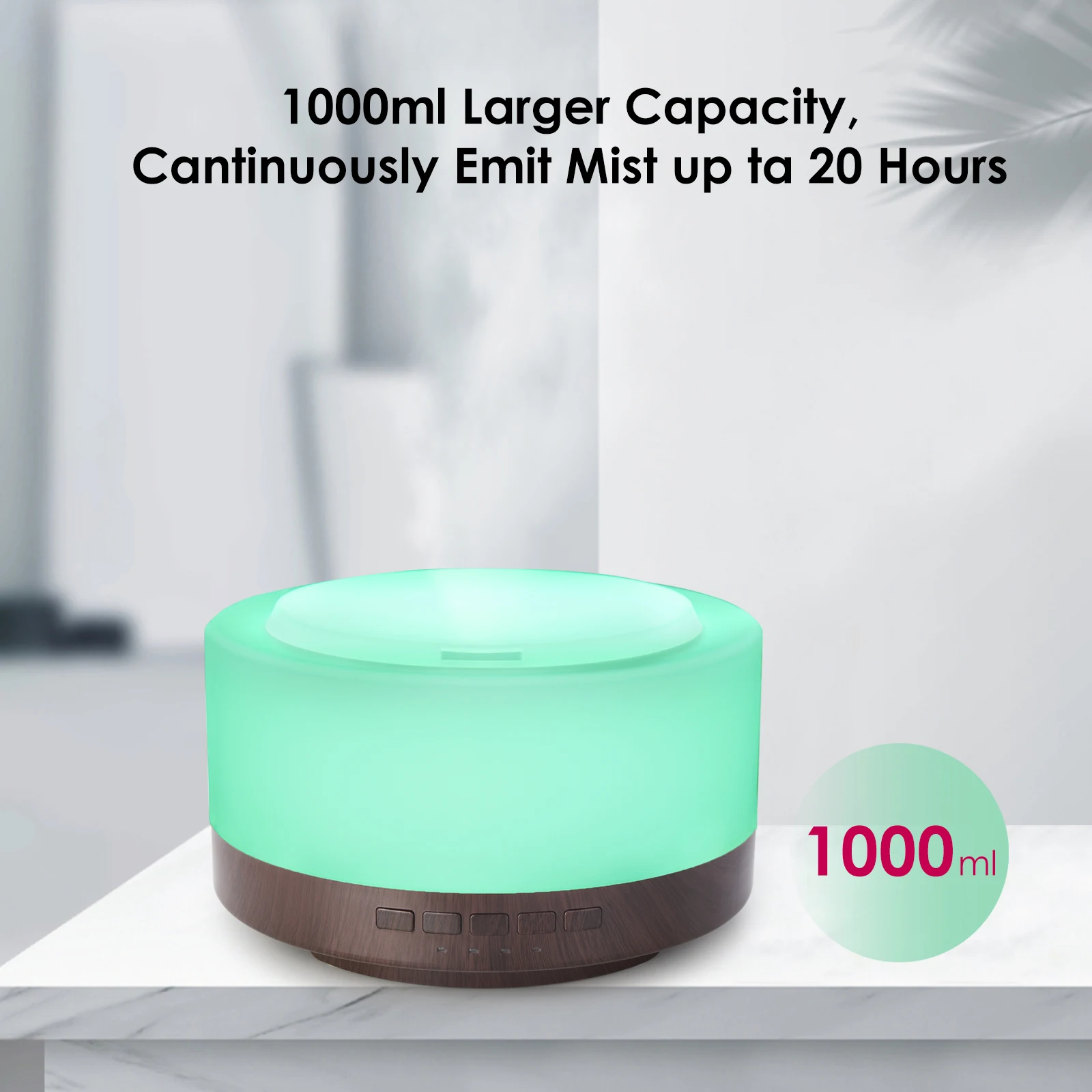 1000ml  remote control wooden grain ultrasonic essential oil aroma diffuser with bluetooth speaker
