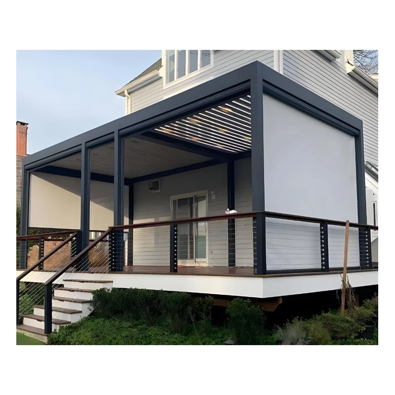 Modern Bioclimatic Outdoor Pergola Gazebo Pavilion Retractable Aluminium Louvered Design Electric 3x3 3x4 6x4m Sizes Available