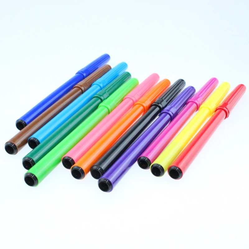 Promotional ventilated simple slim water color pencils felt tip pen washable marker for kids drawing sketching