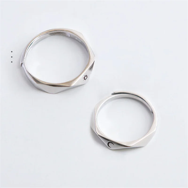 Men Women Fashion jewelry Paired Couple Finger Rings for Him and Her Sets Best Friends Metal Adjustable Opening Sun and Moon Rin