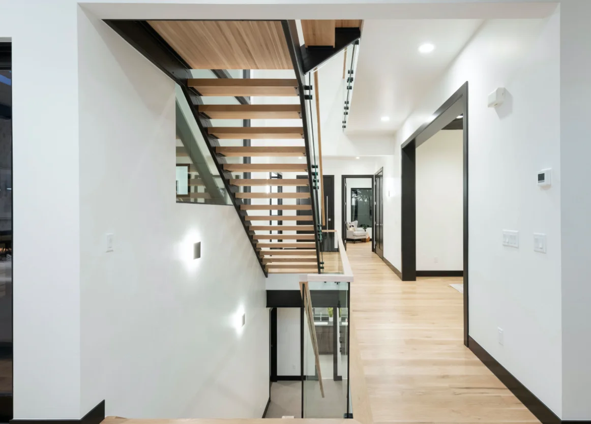 Double Plate Stainless Steel Stair Stringer Wood Stair Tread Indoor