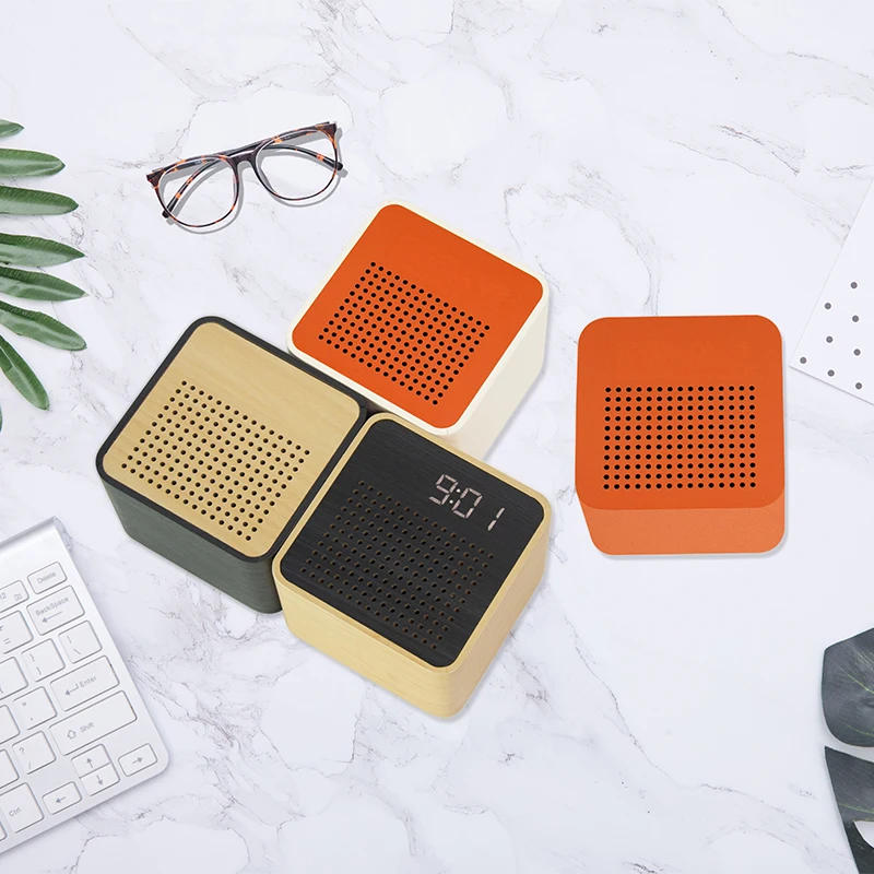 Портативный мини-будильник EMAF деревянный динамик с аккумулятором и сабвуфером